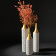 Set of 3 Glazed Metal Floor Vases – Elegant Tall Decorative Vase Set for Living Room, Entryway & Wedding Gift