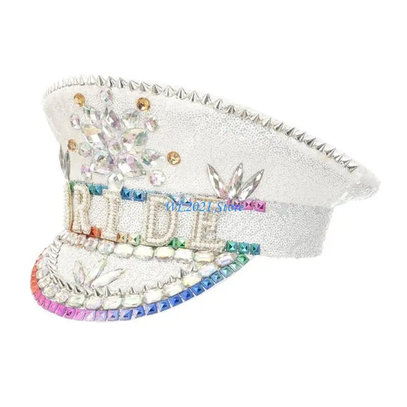 Bridal Glitter Fedora Hat with Rhinestones – Bachelorette Party Statement Cap