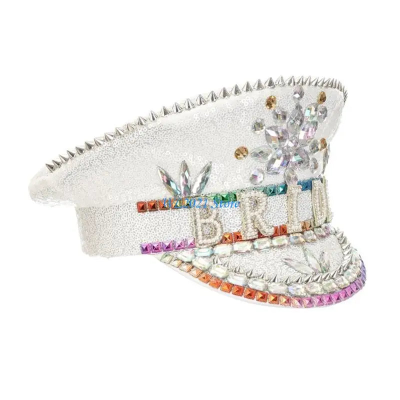 Bridal Glitter Fedora Hat with Rhinestones – Bachelorette Party Statement Cap
