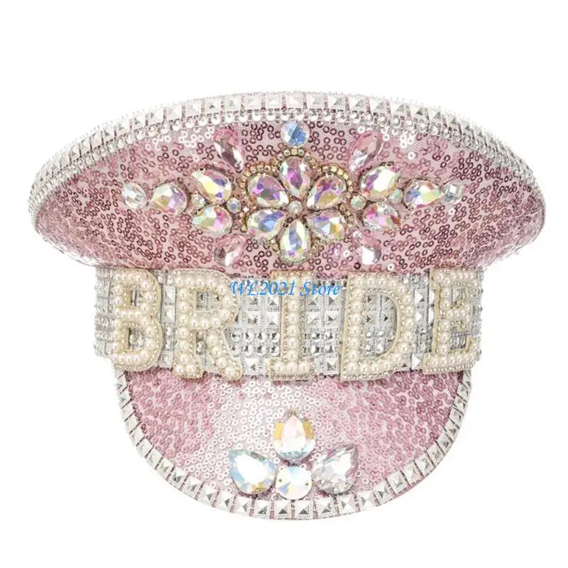 Bridal Glitter Fedora Hat with Rhinestones – Bachelorette Party Statement Cap