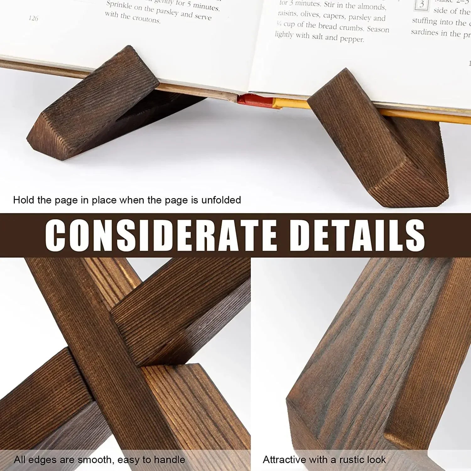 Wooden Recipe Book & Cookbook Holder Stand