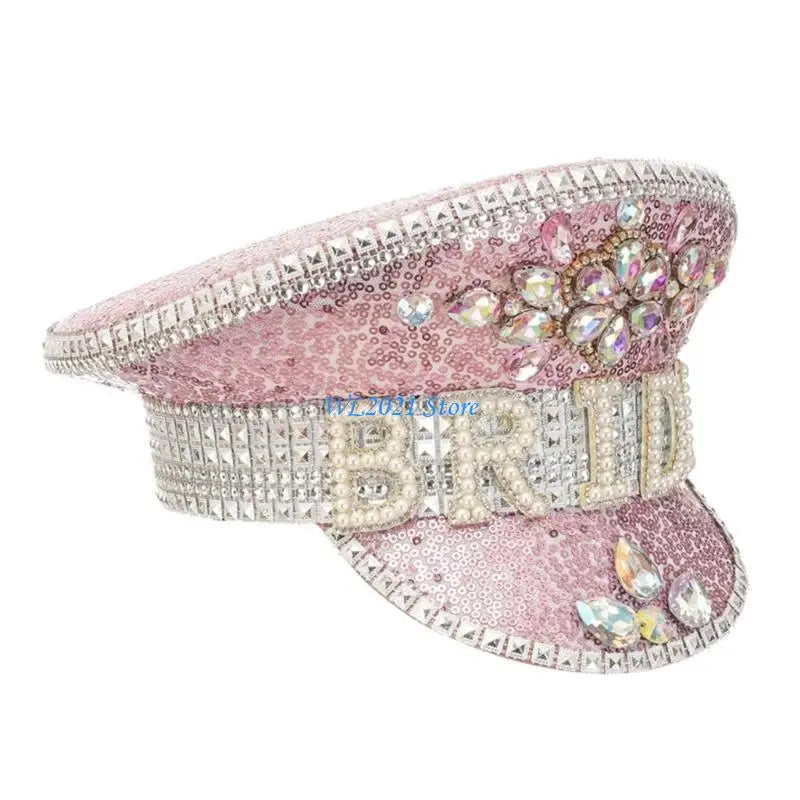 Bridal Glitter Fedora Hat with Rhinestones – Bachelorette Party Statement Cap