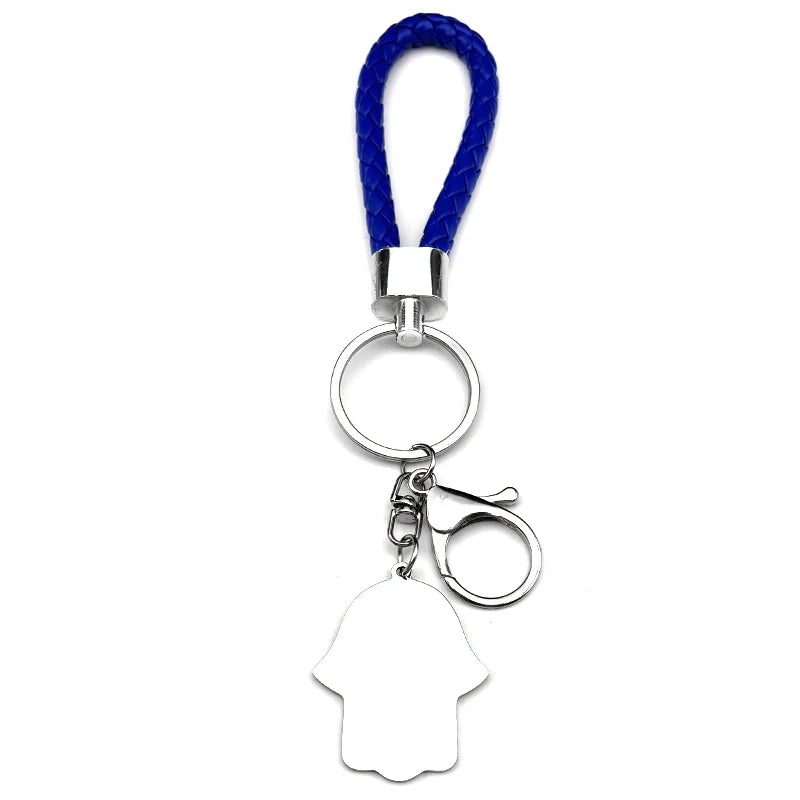 Blue Hamsa Keychain with Hebrew Chai | Jewish Stainless Steel Charm | Life Symbol Gift