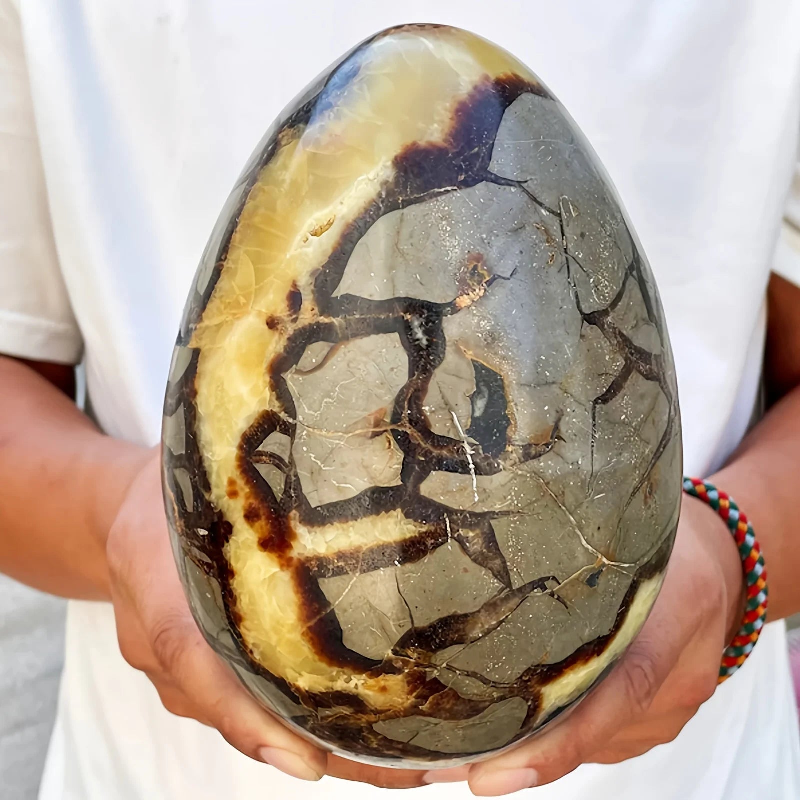 1pc, 12 kg Natural Septarian Crystal Egg - Eye Catching Home Decor