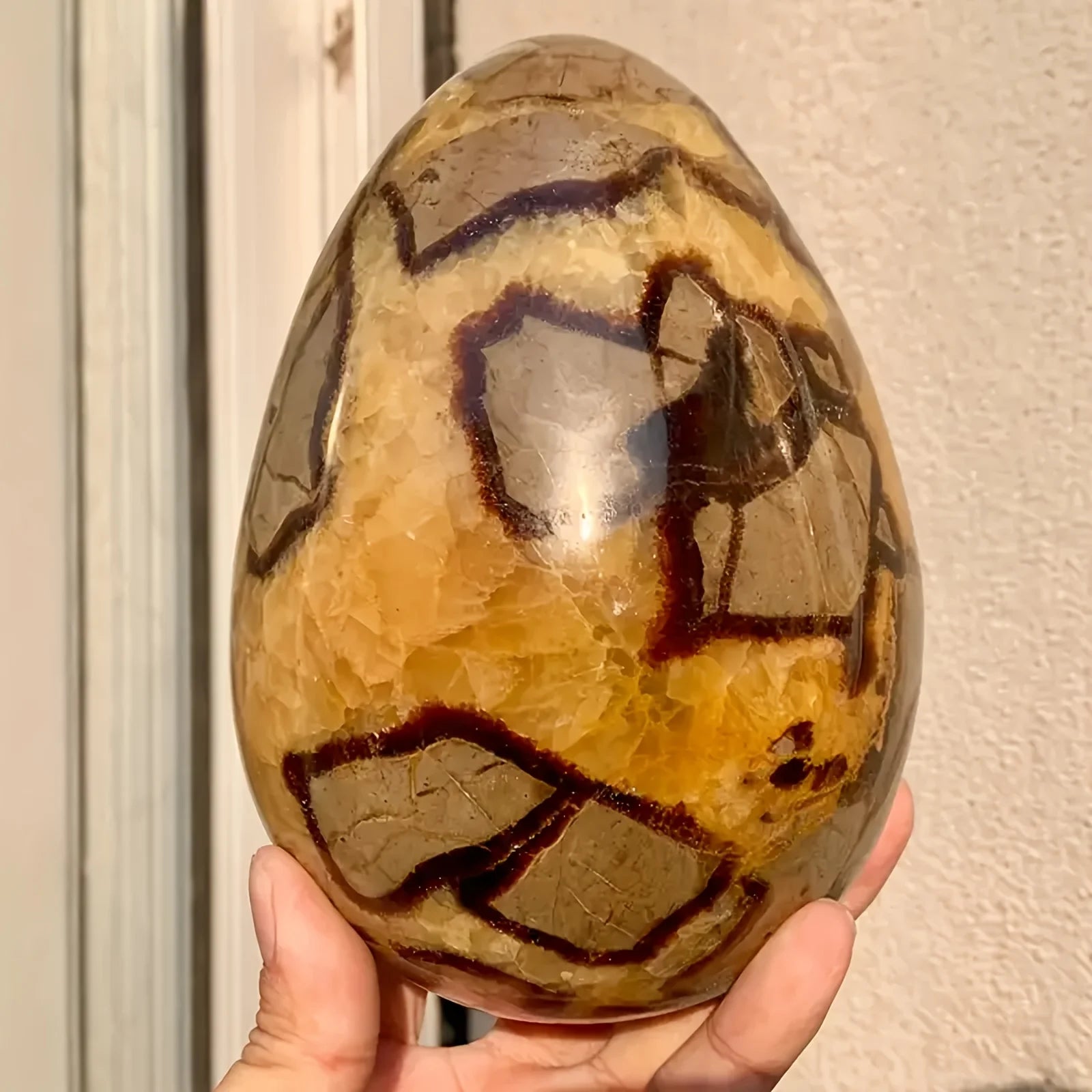 1pc, 12 kg Natural Septarian Crystal Egg - Eye Catching Home Decor