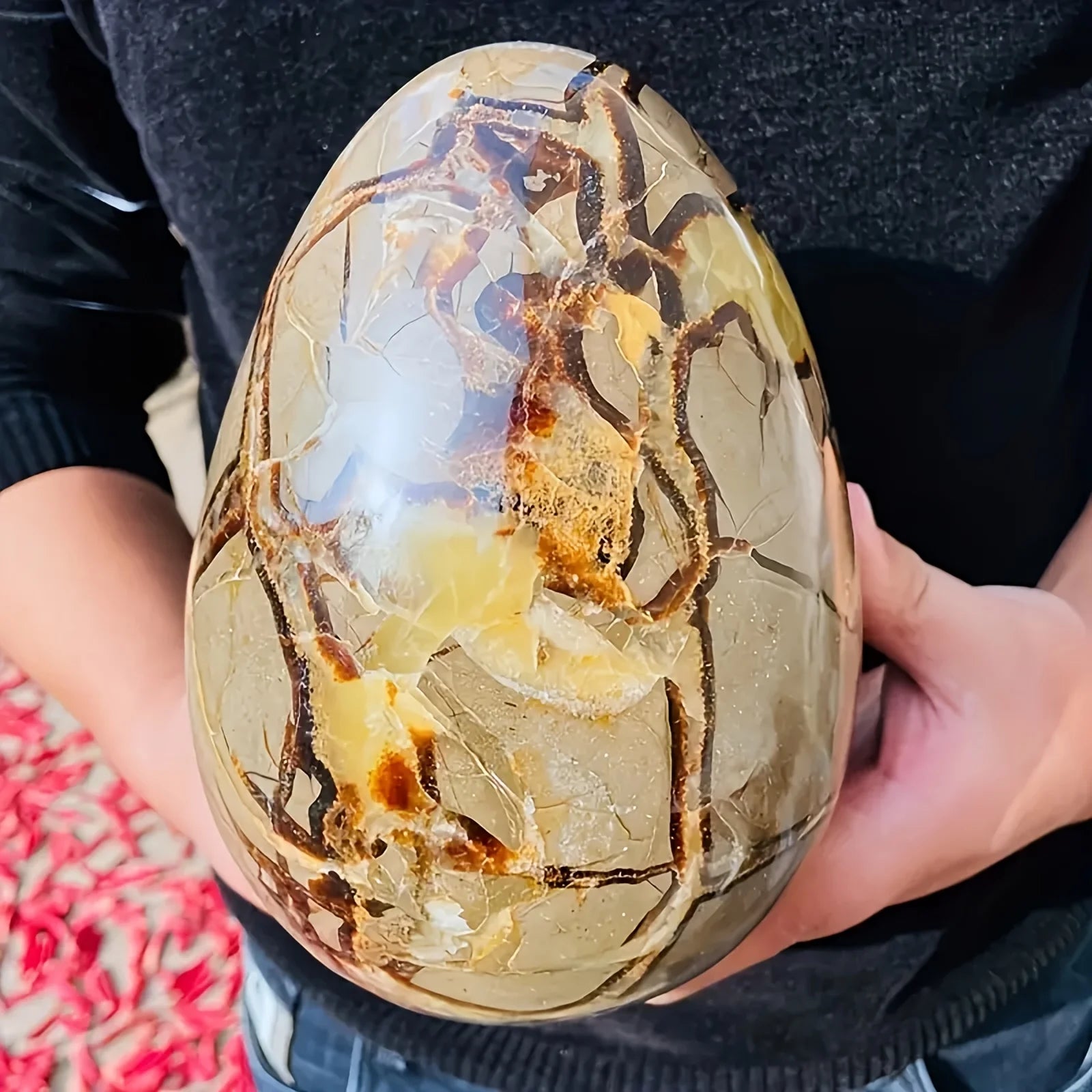 1pc, 12 kg Natural Septarian Crystal Egg - Eye Catching Home Decor
