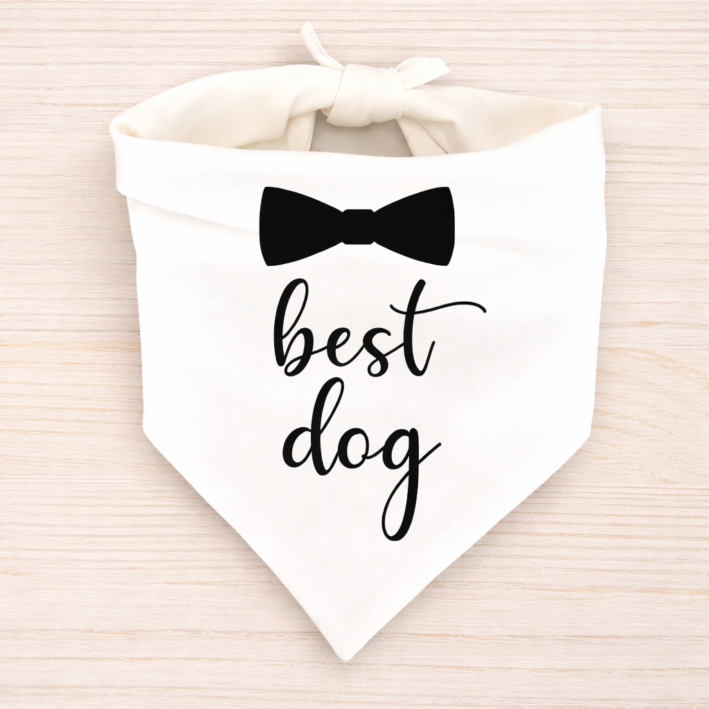 Wedding Dog Bandana | “Best Dog” or “Dog of Honor” | Bridal Party Pet Scarf | Adjustable Dog Wedding Accessory