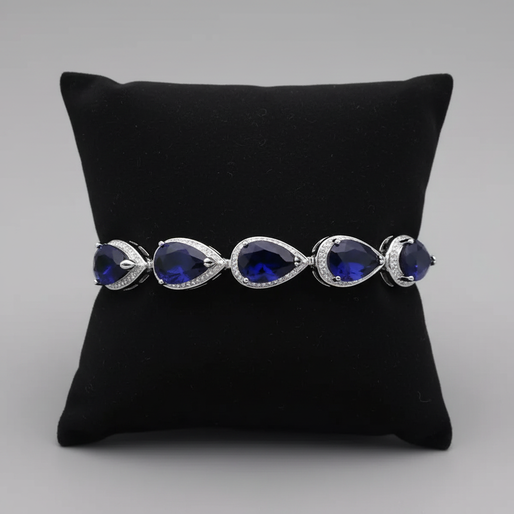 Exquisite Women's Blue Zircon Crystal Bracelet - Zinc Alloy Metal - Bride / Wedding, Birthday, Party