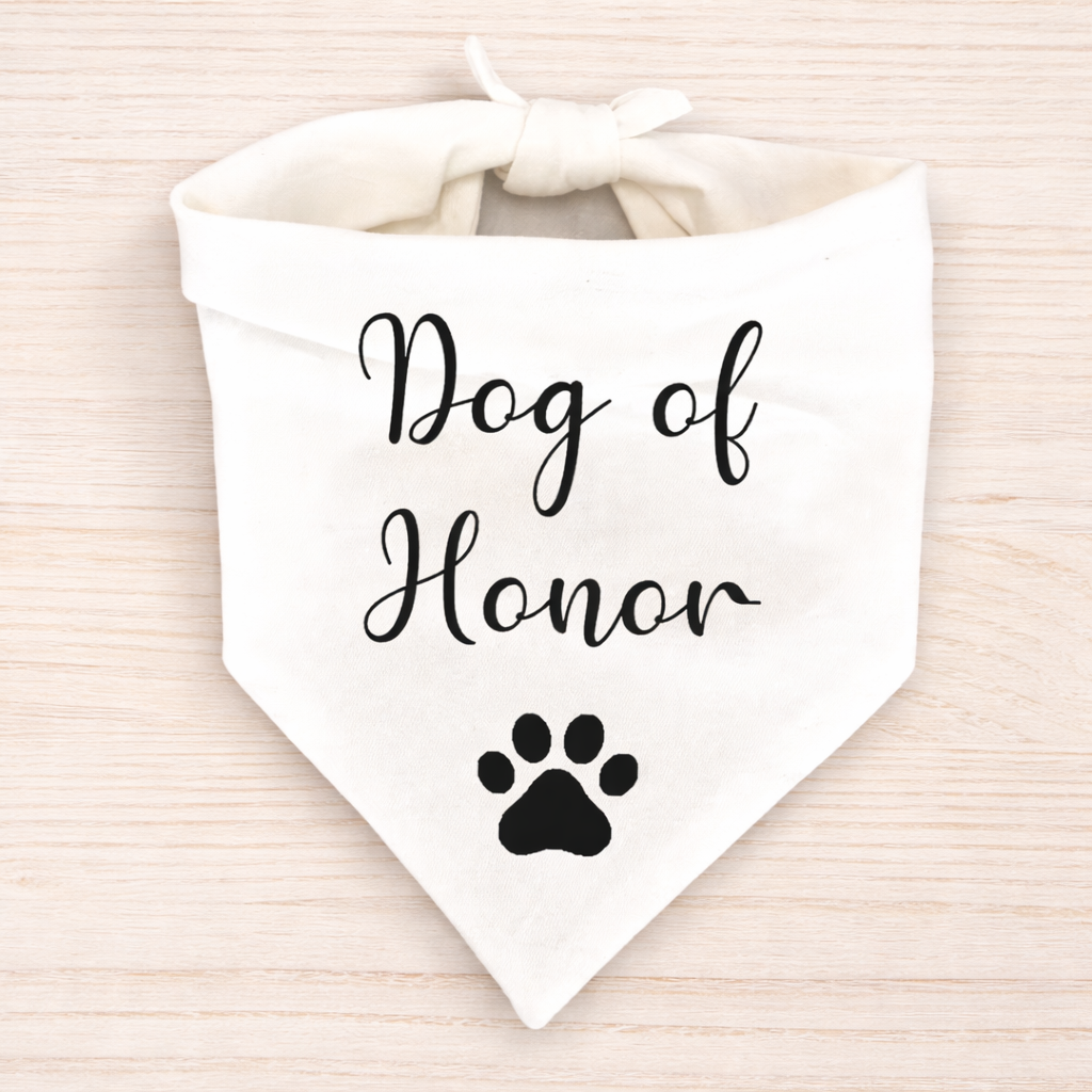 Wedding Dog Bandana | “Best Dog” or “Dog of Honor” | Bridal Party Pet Scarf | Adjustable Dog Wedding Accessory