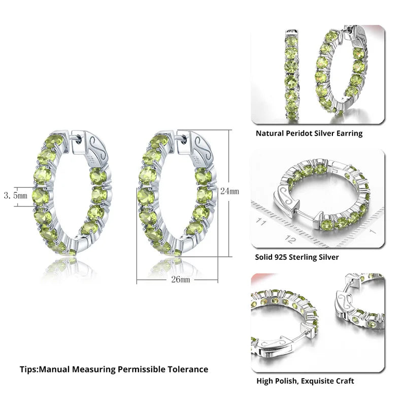 Natural Peridot Sterling Silver Earrings - 5 Carats | Genuine Gemstone