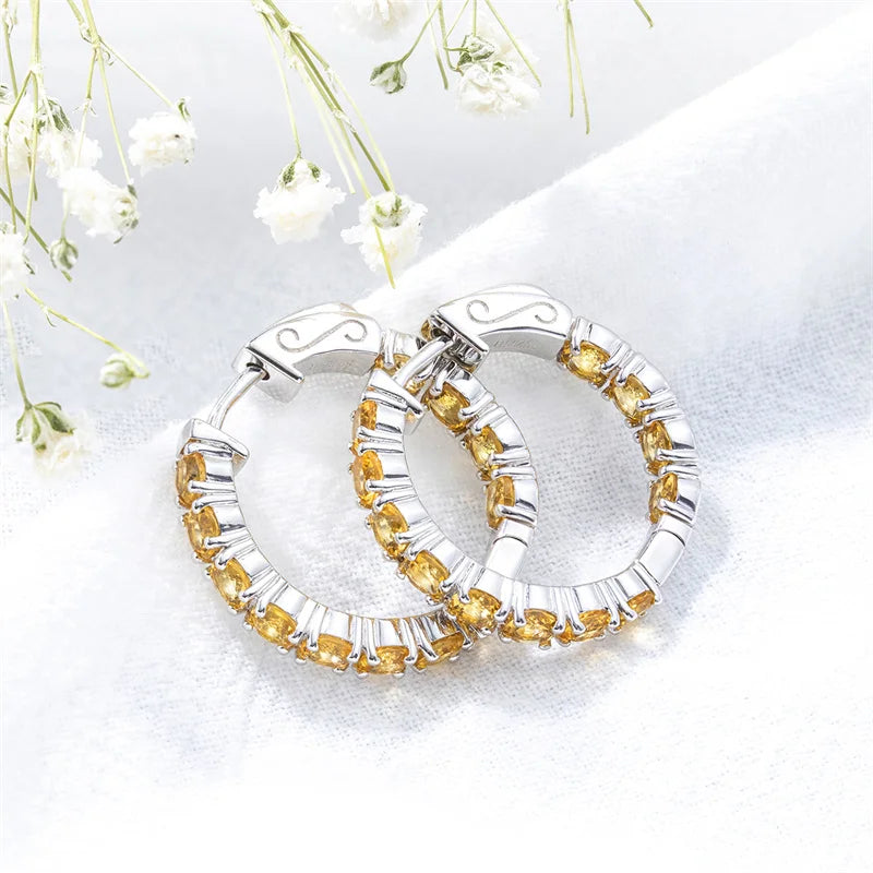 Natural Citrine Sterling Silver Earrings - 5 Carats | Genuine Gemstone