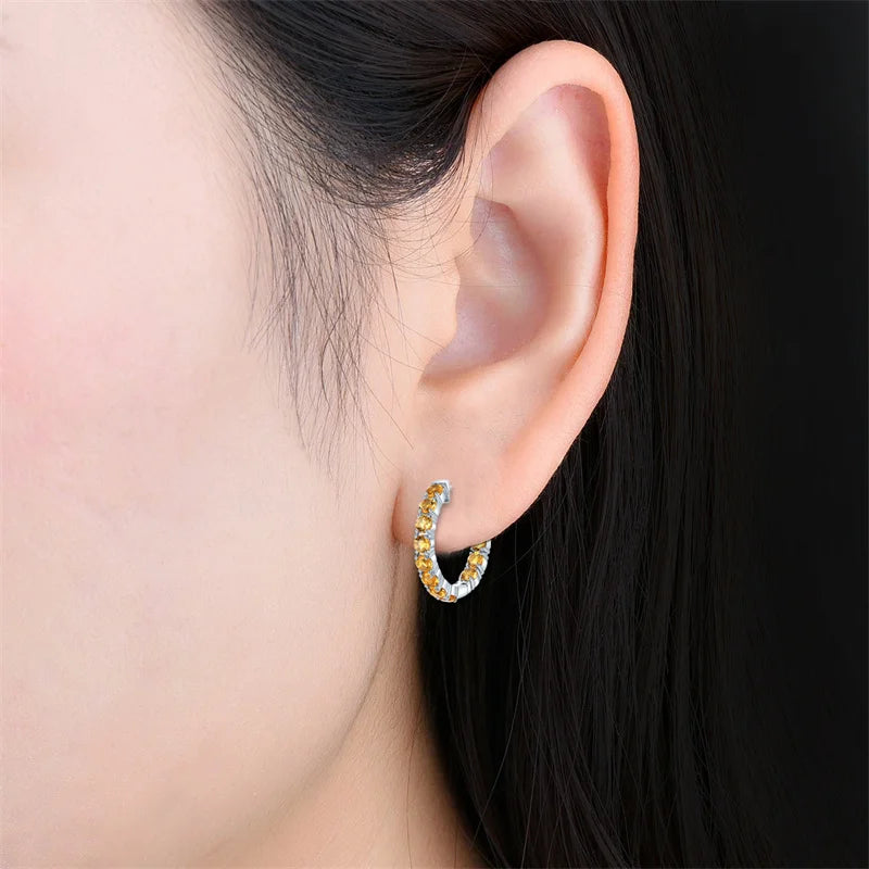 Natural Citrine Sterling Silver Earrings - 5 Carats | Genuine Gemstone