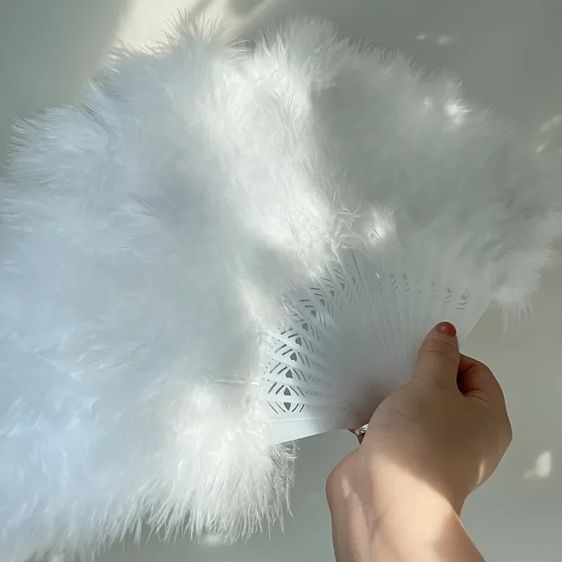 Luxe Feather Hand Fan - Elegant Bridal Wedding Accessory