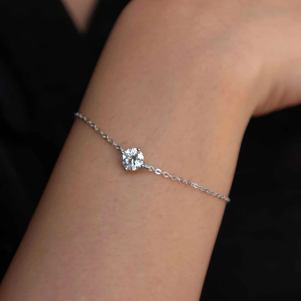 CT Moissanite Bracelet 925 Sterling Silver | Bridal Wedding Bracelet | Adjustable Tennis Bracelet with Clasp Options