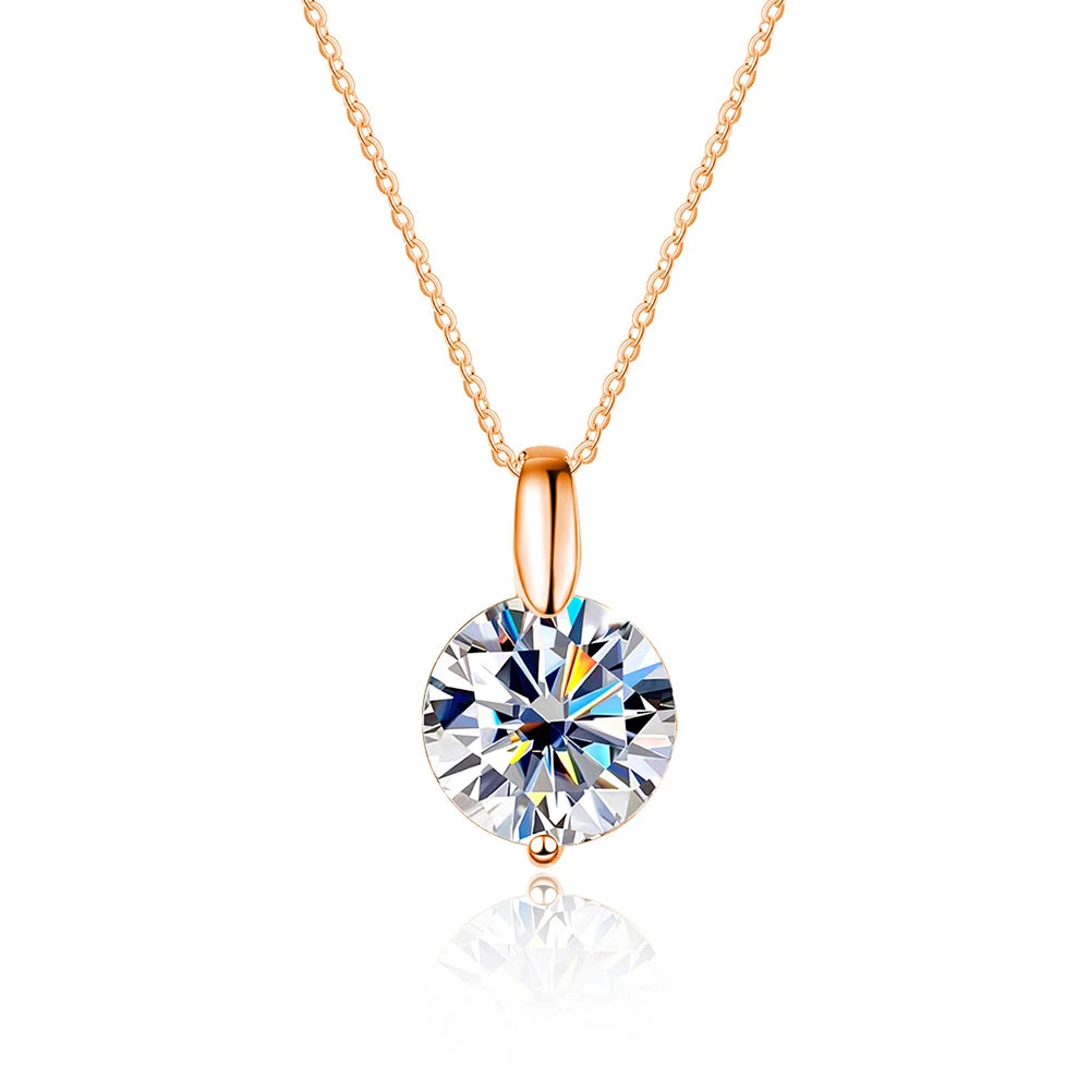 Moissanite Pendant Necklace 2–3ct D VVS1 | Sterling Silver & 18K Rose Gold Plated