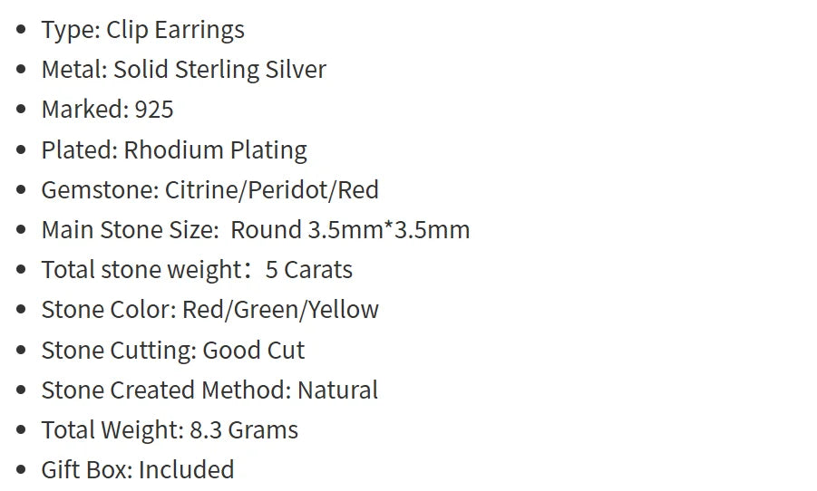 Natural Garnet Sterling Silver Earrings - 5 Carats | Genuine Gemstone