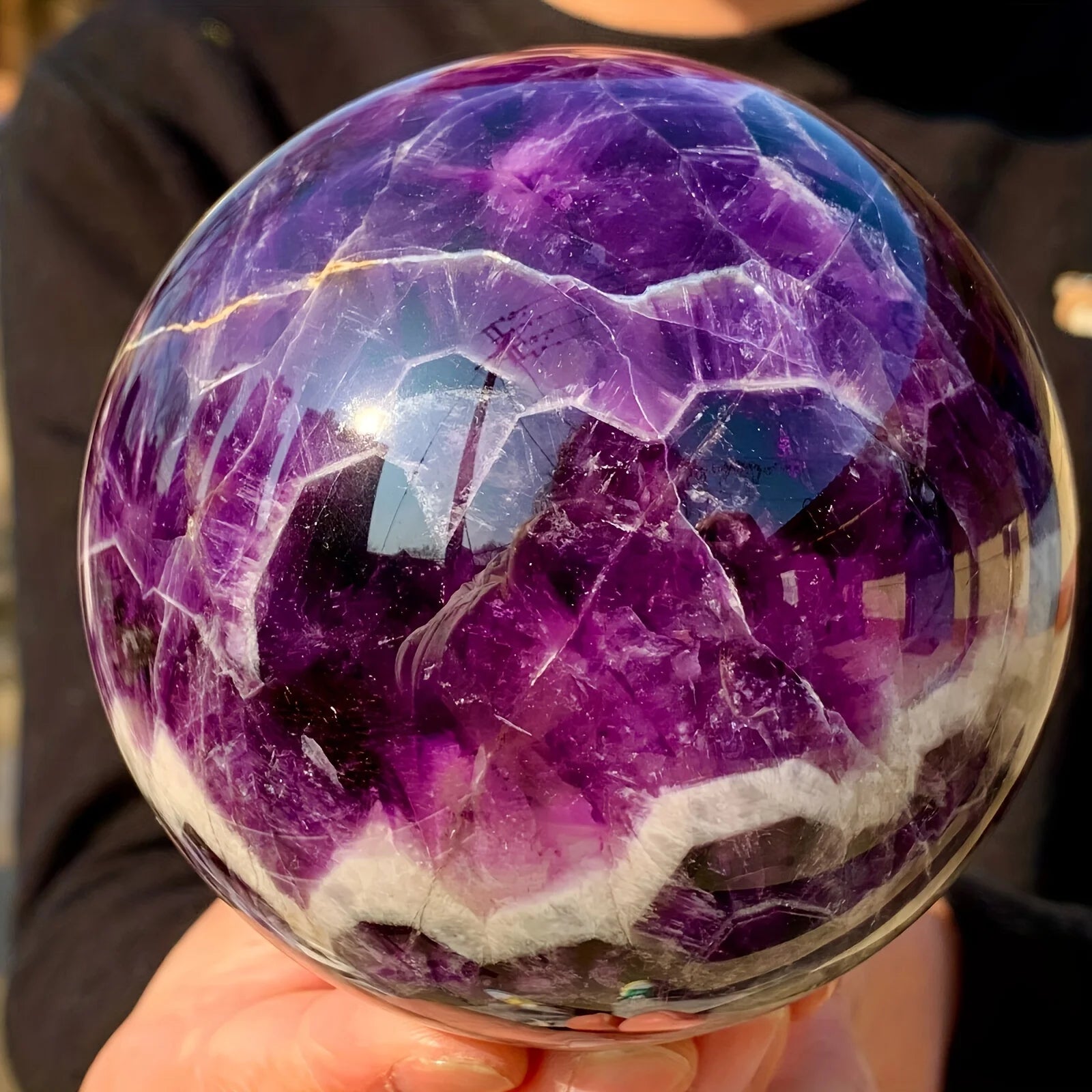 6.5-7cm Dream Amethyst Crystal Ball - Polished Room Decor - Healing Stone for Peaceful Energy