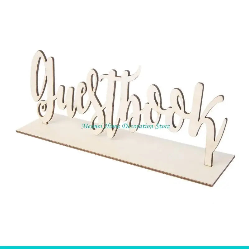H7BF Wooden Guestbook Sign Wedding Decor Freestanding Sign Decoration DIY Gift