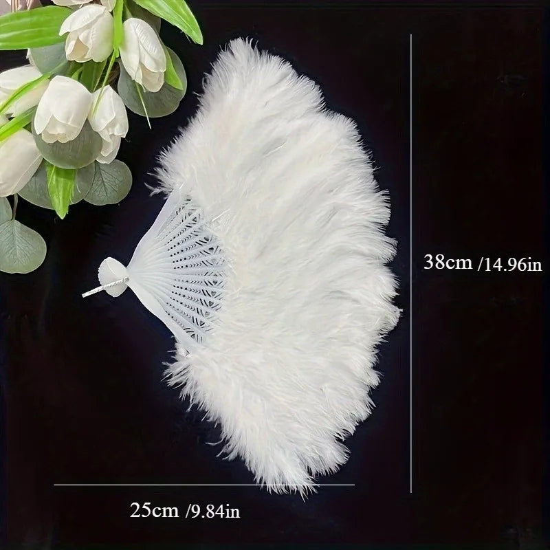 Luxe Feather Hand Fan - Elegant Bridal Wedding Accessory
