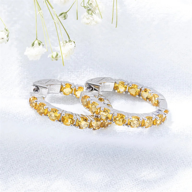 Natural Citrine Sterling Silver Earrings - 5 Carats | Genuine Gemstone