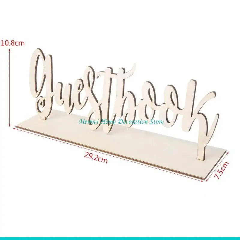 H7BF Wooden Guestbook Sign Wedding Decor Freestanding Sign Decoration DIY Gift