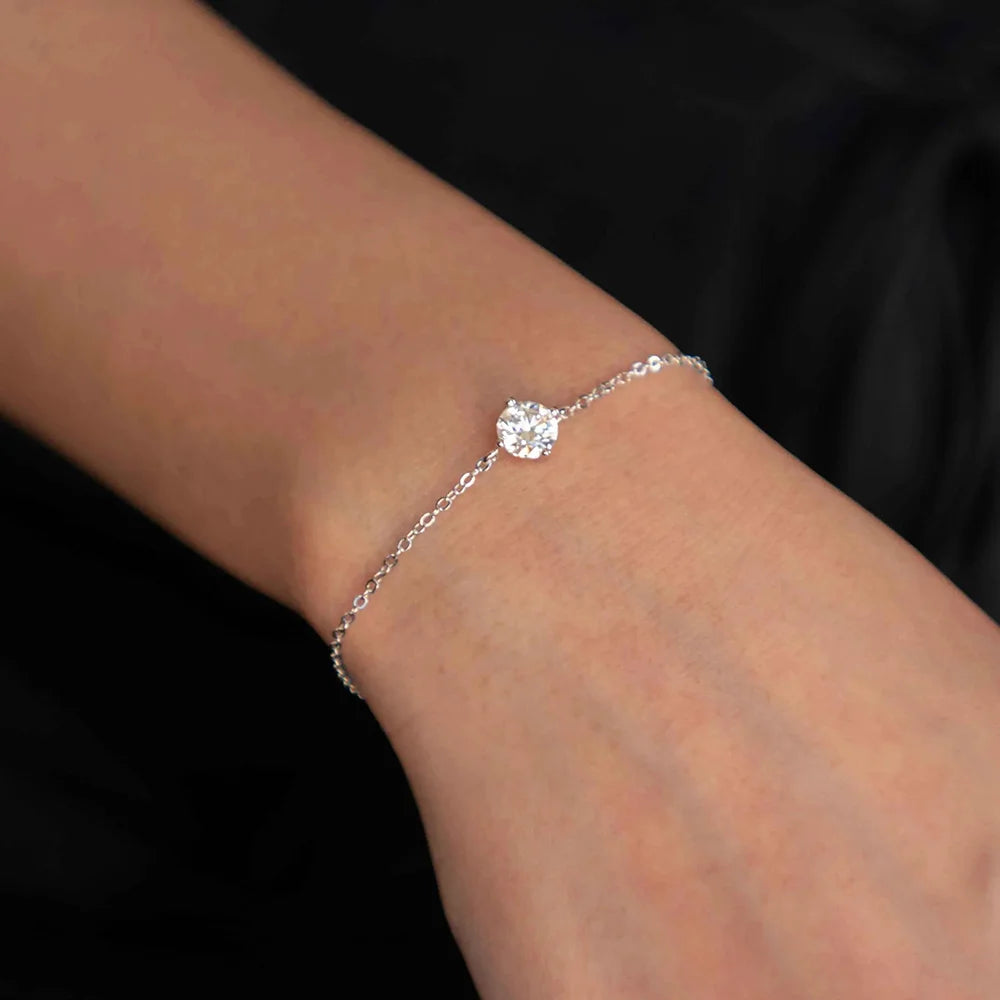 CT Moissanite Bracelet 925 Sterling Silver | Bridal Wedding Bracelet | Adjustable Tennis Bracelet with Clasp Options