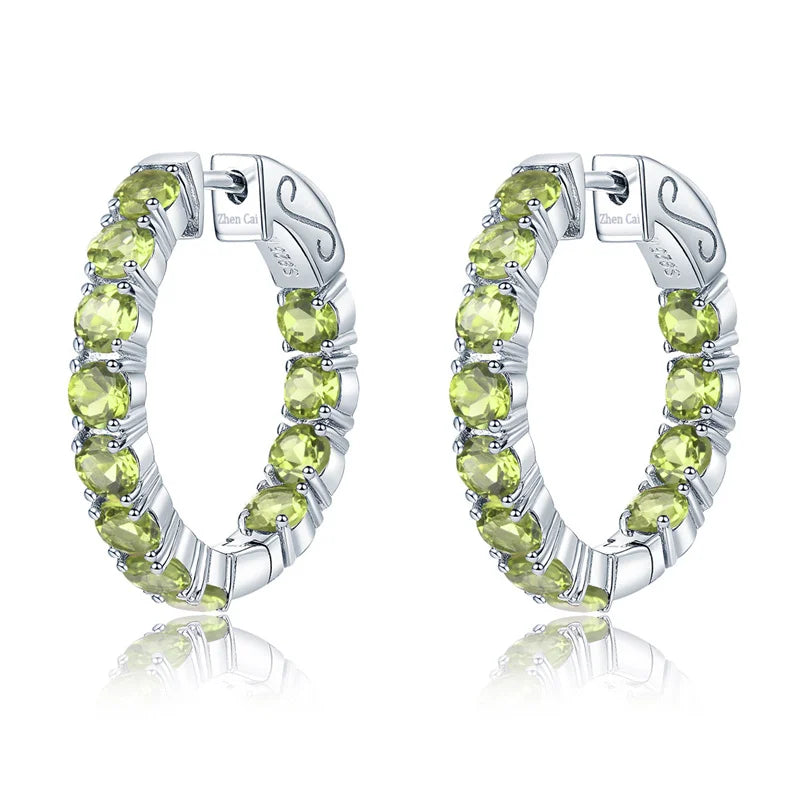 Natural Peridot Sterling Silver Earrings - 5 Carats | Genuine Gemstone