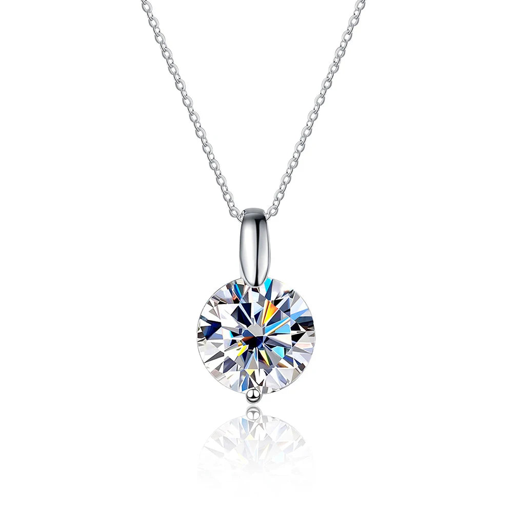 Moissanite Pendant Necklace 2–3ct | Sterling Silver & 18K White Gold Plated