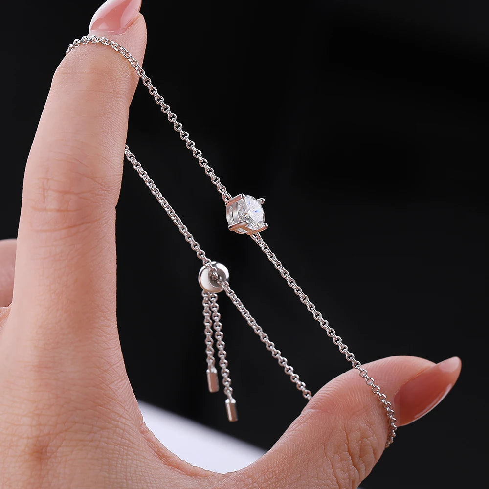 CT Moissanite Bracelet 925 Sterling Silver | Bridal Wedding Bracelet | Adjustable Tennis Bracelet with Clasp Options