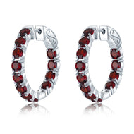 Natural Garnet Sterling Silver Earrings - 5 Carats | Genuine Gemstone