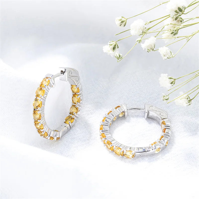 Natural Citrine Sterling Silver Earrings - 5 Carats | Genuine Gemstone