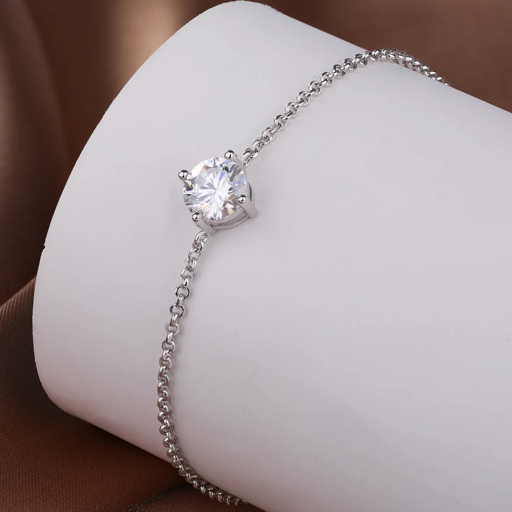 CT Moissanite Bracelet 925 Sterling Silver | Bridal Wedding Bracelet | Adjustable Tennis Bracelet with Clasp Options