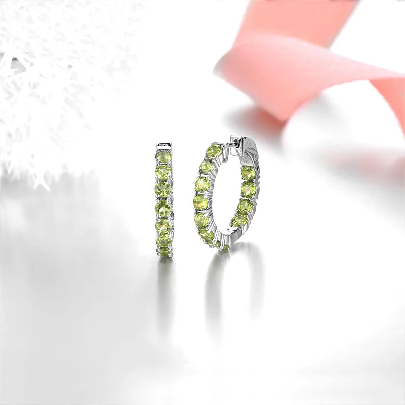 Natural Peridot Sterling Silver Earrings - 5 Carats | Genuine Gemstone