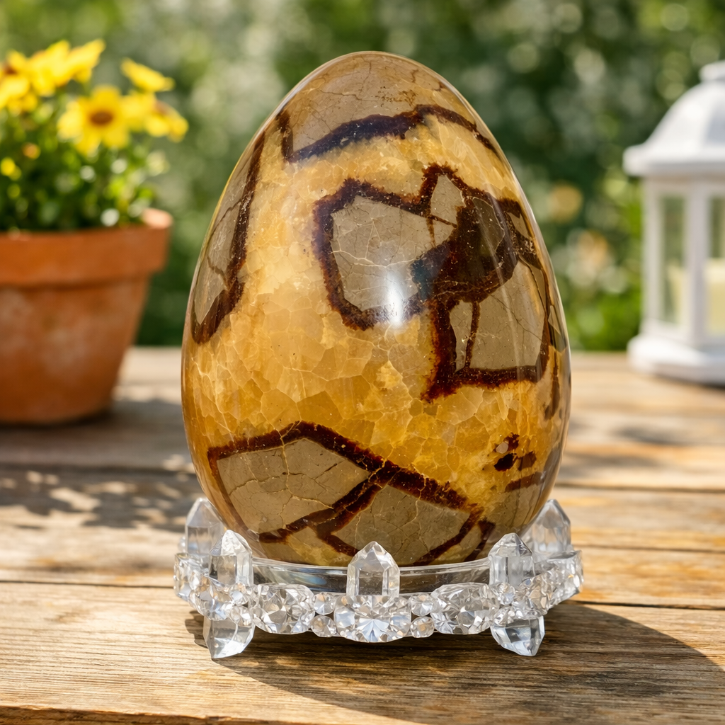 1pc, 12 kg Natural Septarian Crystal Egg - Eye Catching Home Decor