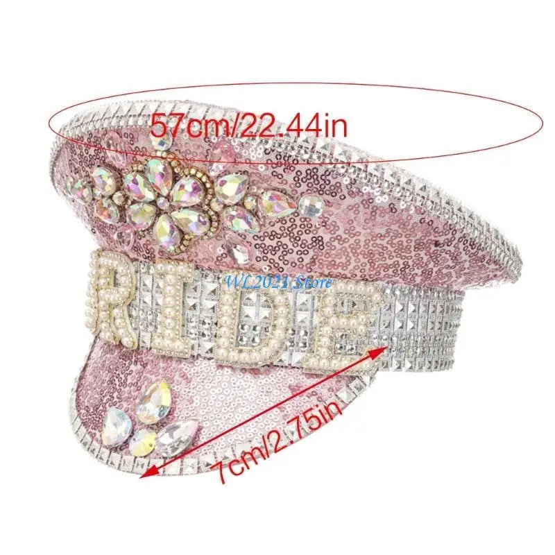 Bridal Glitter Fedora Hat with Rhinestones – Bachelorette Party Statement Cap