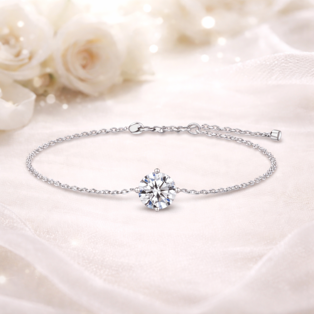 CT Moissanite Bracelet 925 Sterling Silver | Bridal Wedding Bracelet | Adjustable Tennis Bracelet with Clasp Options