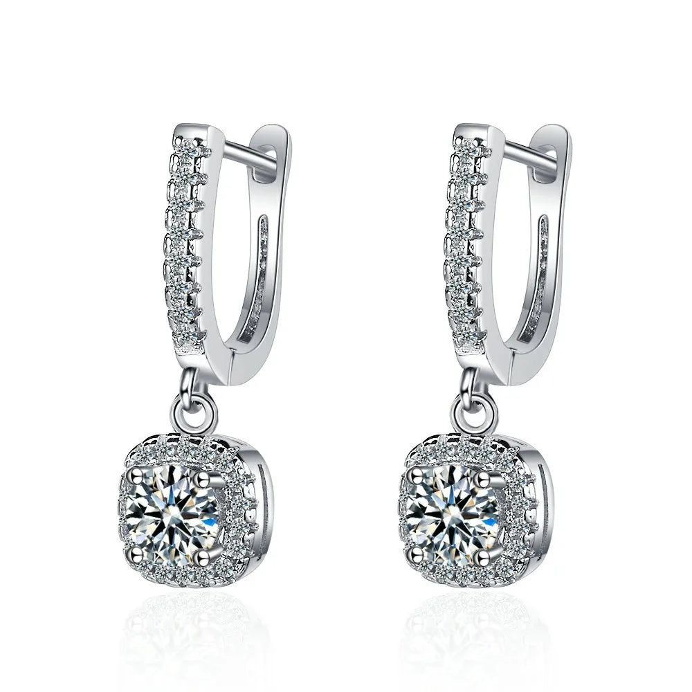 2CT Moissanite Huggie Hoop Dangle Earrings