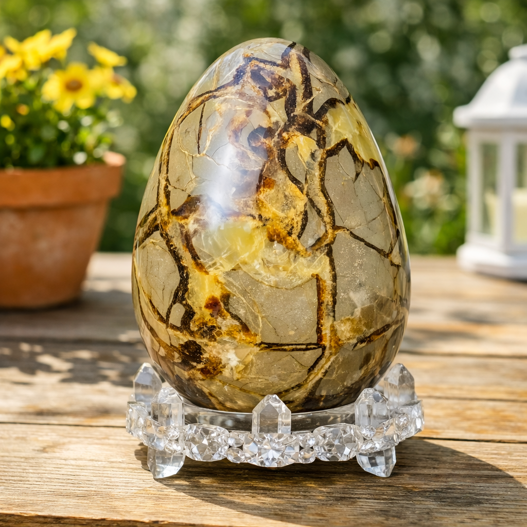 1pc, 12 kg Natural Septarian Crystal Egg - Eye Catching Home Decor