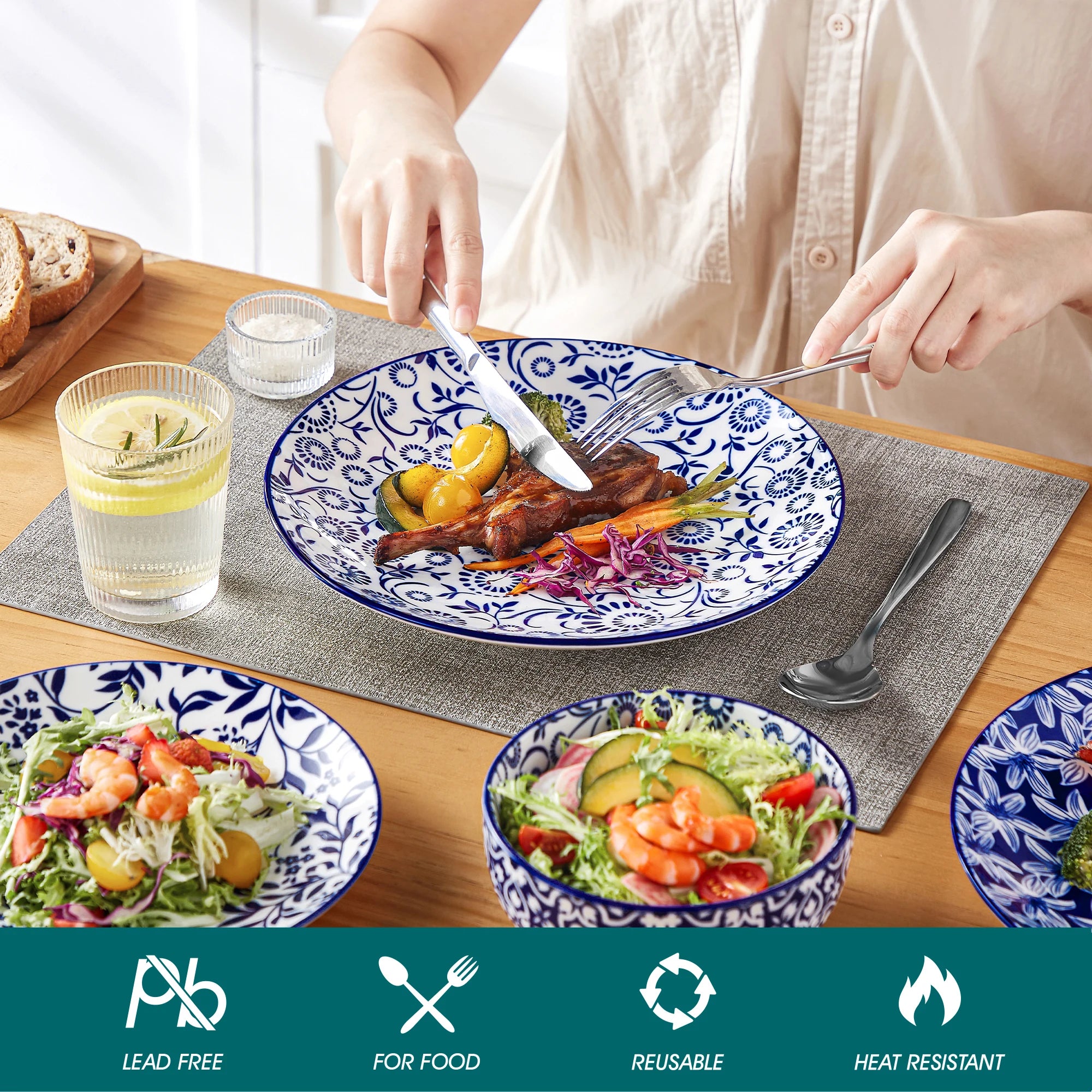 Vancasso Blue & White Porcelain Dinnerware Set