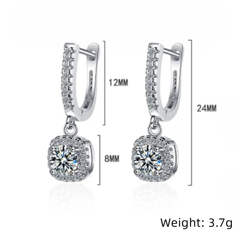 2CT Moissanite Huggie Hoop Dangle Earrings