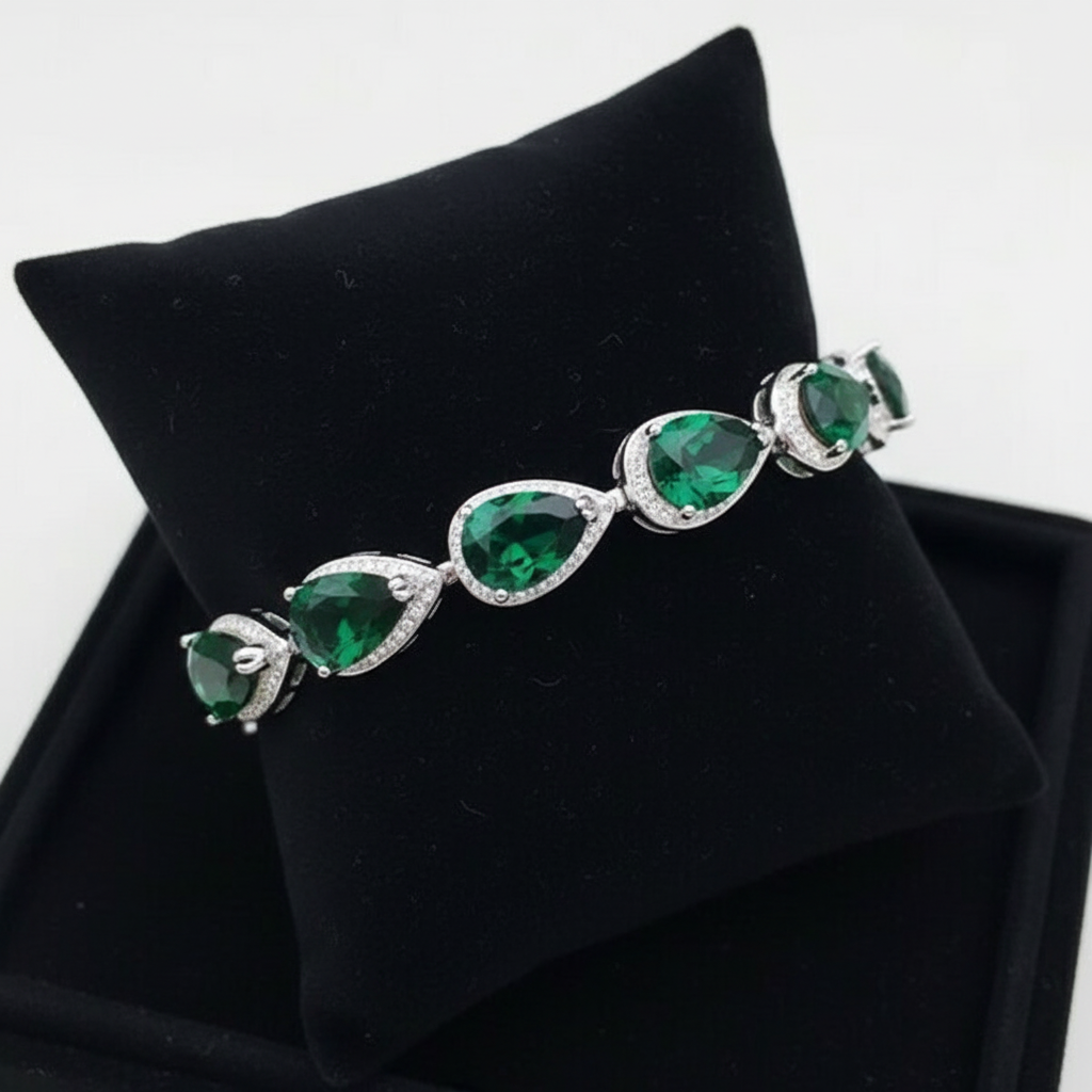 Exquisite Women's Green Zircon Crystal Bracelet - Zinc Alloy Metal - Bride / Wedding, Birthday, Party