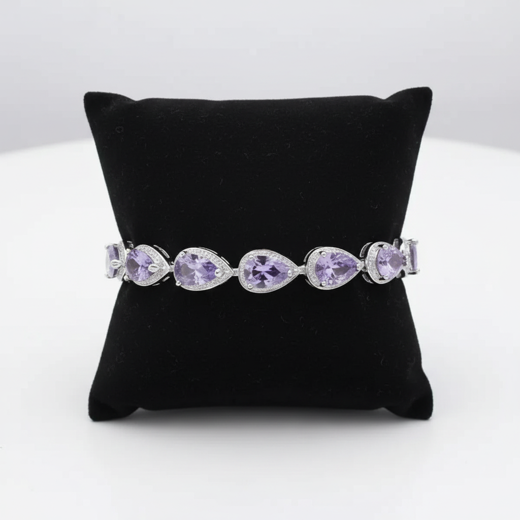 Exquisite Women's Purple Zircon Crystal Bracelet - Zinc Alloy Metal - Bride / Wedding, Birthday, Party