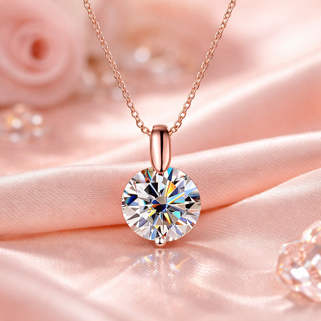 Brilliant Moissanite Pendant Necklace | 1–3 Carat D Color VVS1 | Brighter Than Diamond | Sterling Silver | Gold, Rose Gold or 18K White Gold Plated | GRA Certified