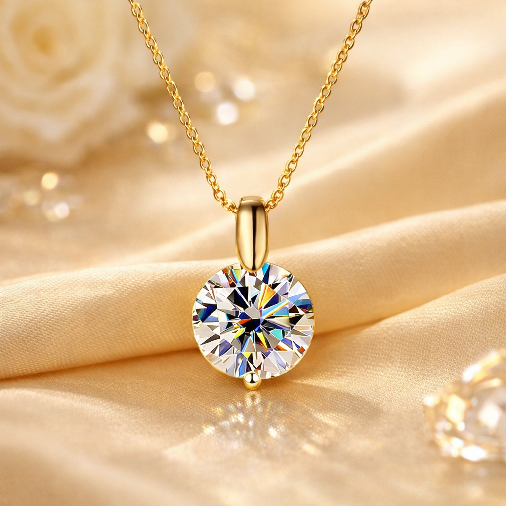 Brilliant Moissanite Pendant Necklace | 1–3 Carat D Color VVS1 | Brighter Than Diamond | Sterling Silver | Gold, Rose Gold or 18K White Gold Plated | GRA Certified